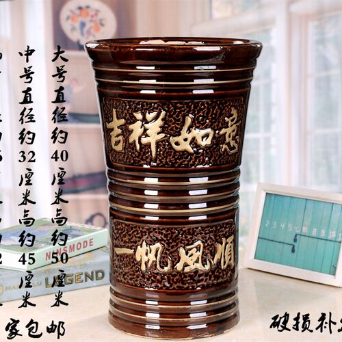陶瓷60花盆大口径棕色北欧创意室外大花盆50大码花缸高筒户外花钵