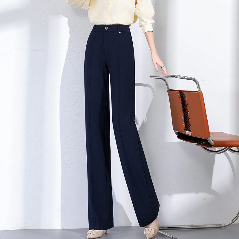窄版阔腿裤女2025春秋季新款垂感宽松高腰大码西装直筒休闲长裤子