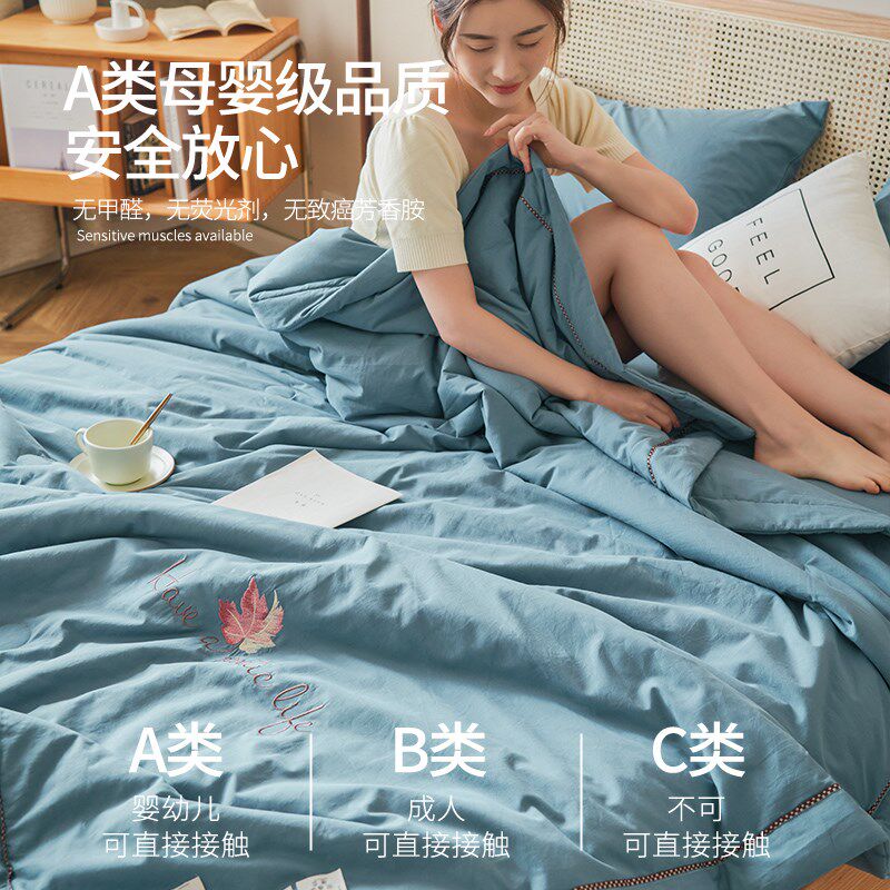 夏凉被四件套纯棉全棉夏季高档可机洗裸睡空调被夏天薄款床笠款xt