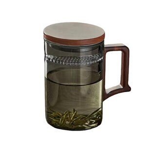 月牙泡茶杯男士 过滤茶水t分离杯玻璃水杯个人专用杯子高硼硅防烫