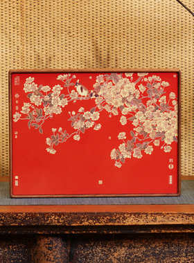 花鸟复古饰品办公室家居客厅桌面装饰摆件长辈贺寿送礼中国风摆画