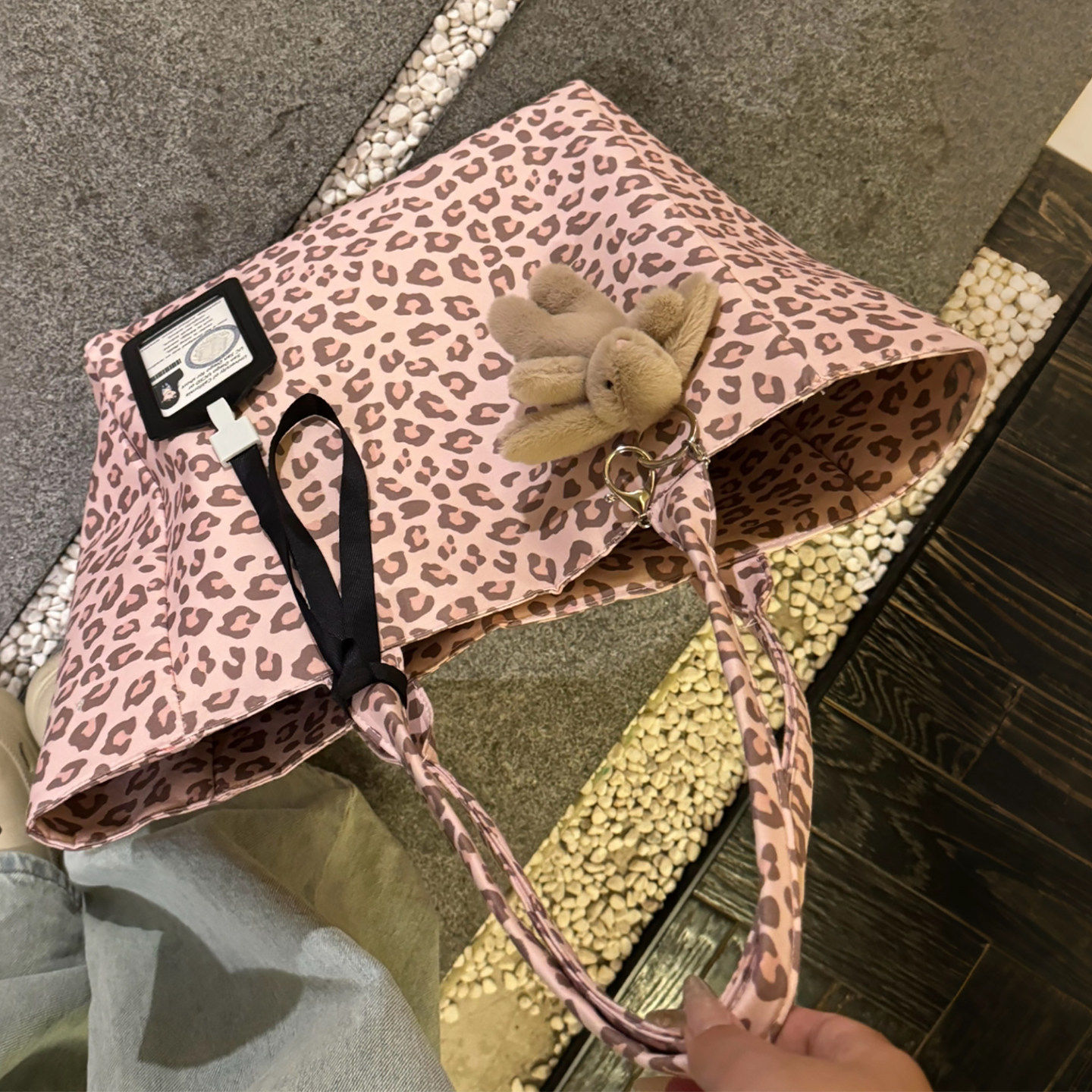 粉色豹纹托特包女大容量2025新款秋冬氛围感单肩包上学上班通勤包