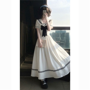 学院风海军领洛丽塔裙初中甜美少女蝴蝶结显瘦长裙Lolita裙子现货