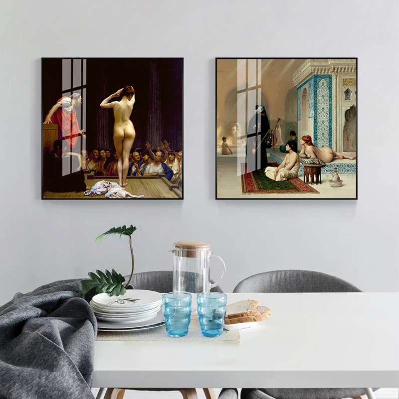 厂家直销欧式晶瓷装饰画油画酒店壁画北欧挂画客厅装饰复古图片