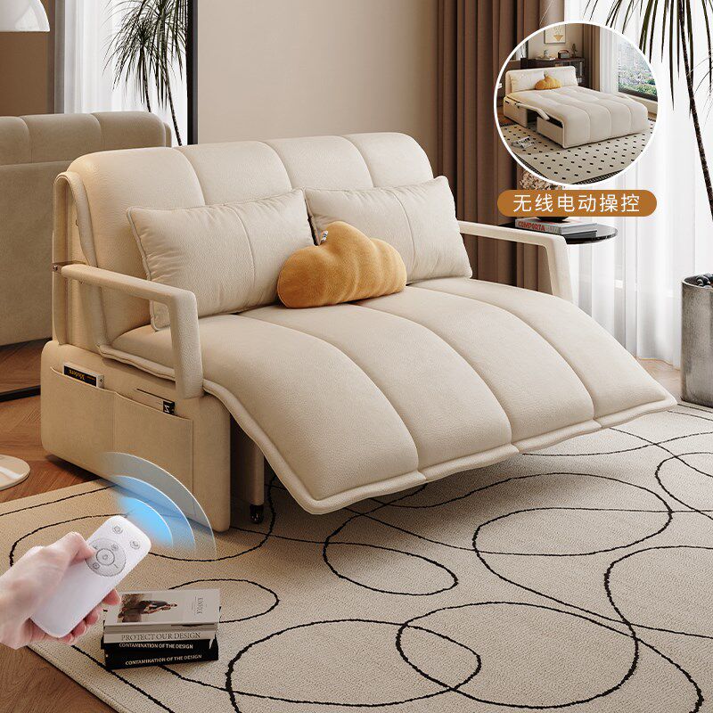 智能真皮电动沙发床折叠两用2025新款小户型客厅多功能可伸缩沙发