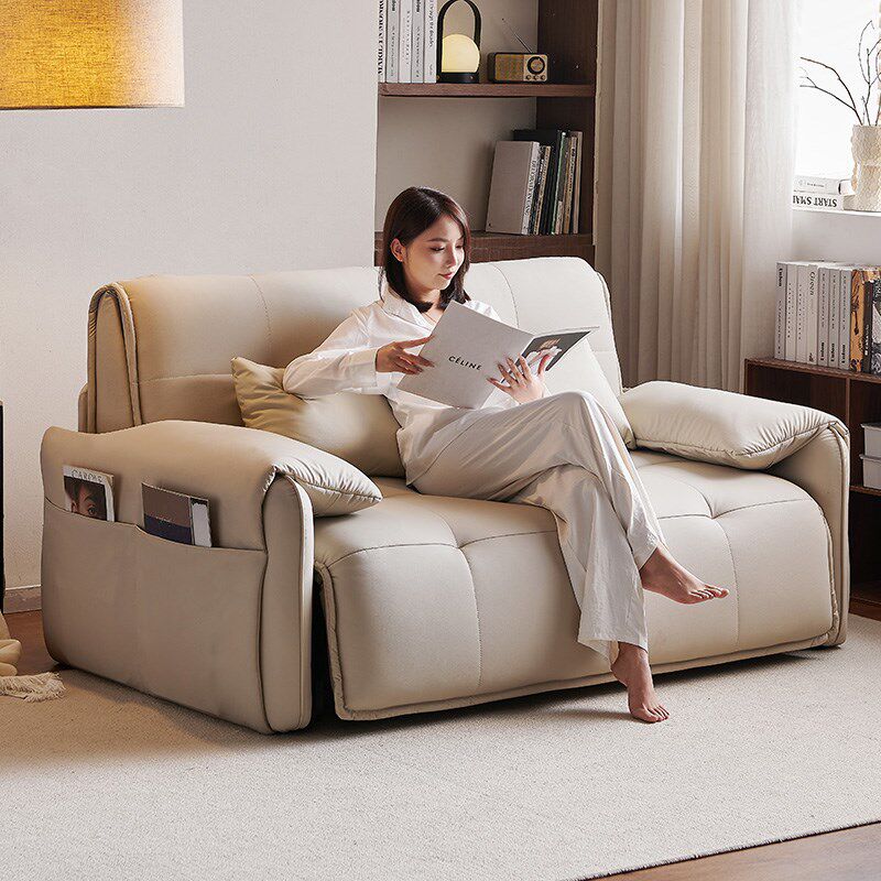 智能电动可折叠两用奶油风沙发床小户型客厅卧室多功能单人双人床