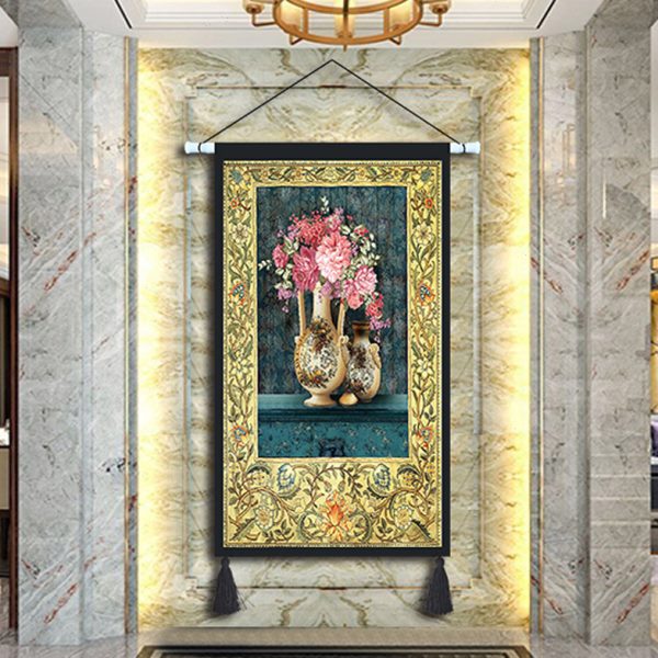 欧式挂画布艺富贵吉祥挂布挂毯超大客厅背景装饰画走廊遮挡布画图片