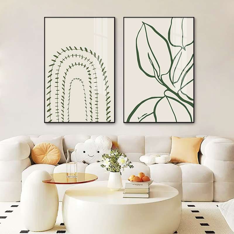 现代简约小清新几何花卉客厅背景墙装饰画玄关走廊壁画卧室床头画图片