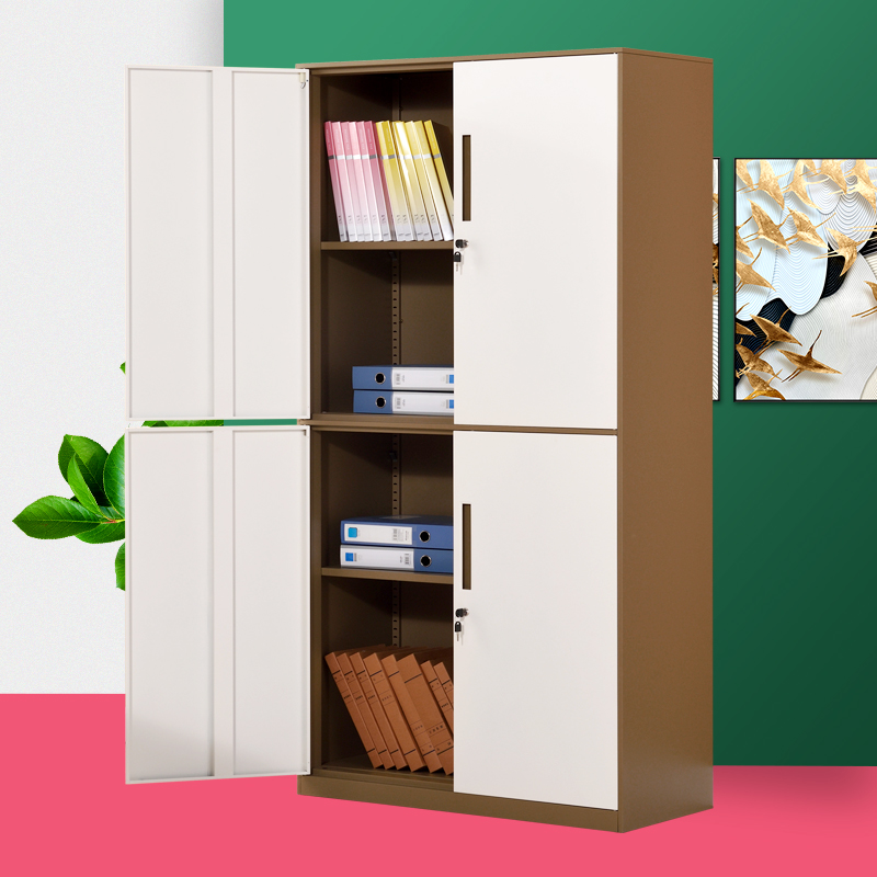 文件柜 高端时尚办公资料柜咖色通双节档案柜拆装组装加厚铁皮柜