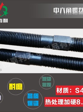 中间外六角双头牙螺栓螺杆加硬中六角模具压板螺丝M121618 20 24
