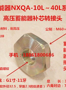 蓄能器补芯接头M602转内丝G1寸英制直牙储能器液压转接头1060