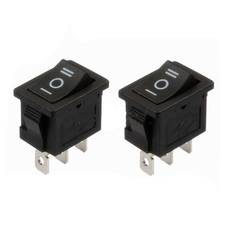 铜脚 KCD1型形翘板电源按钮 单刀双掷 3档3脚黑色开关15*21MM