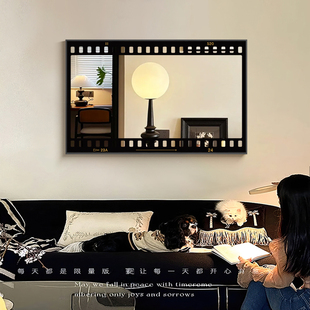 饰画高级感小众艺术餐厅壁画复古怀旧客厅镜面挂画 镜子装 胶片