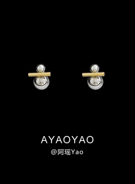 阿瑶金属感双拼色耳环女大小球搭配无耳洞蚊香盘耳夹个性气质耳饰
