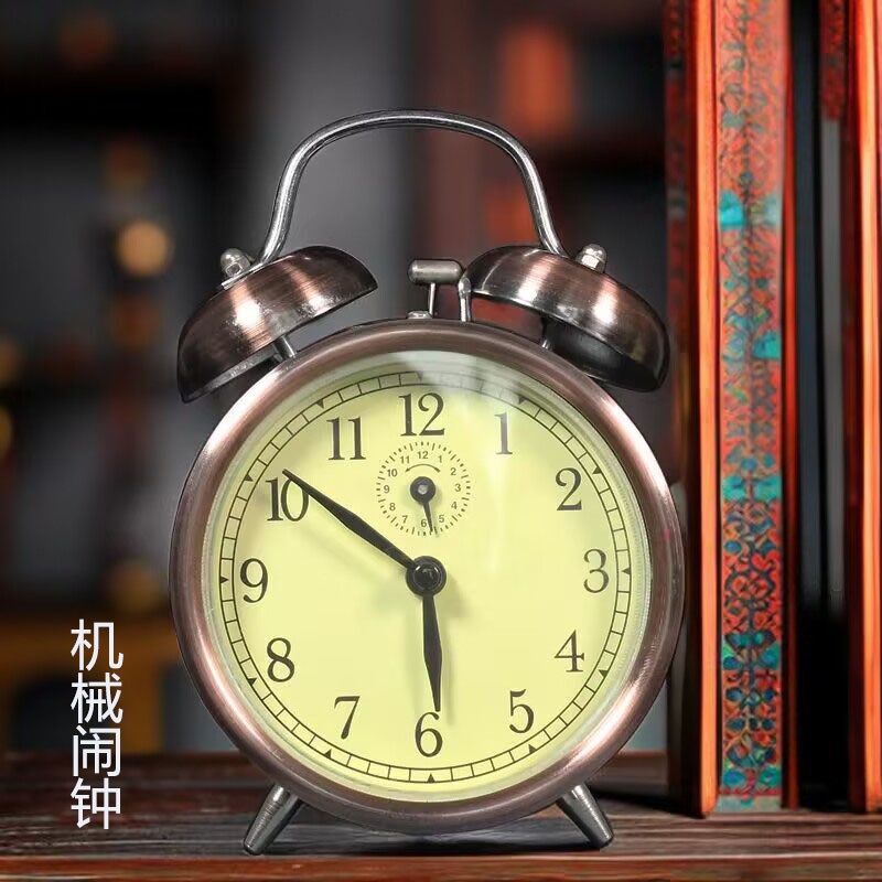 复古铁合金老式机械闹钟创意学生闹钟发条上弦钟表金属座钟台钟