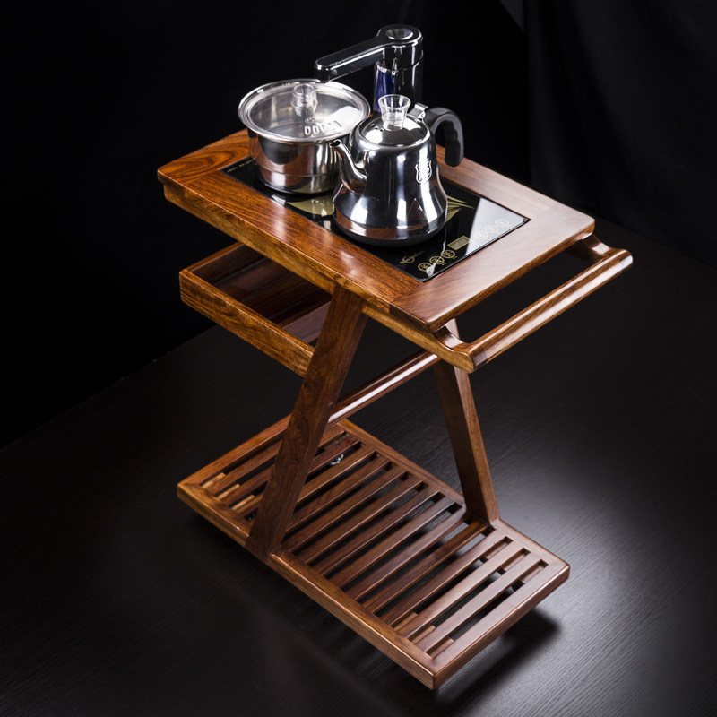 汇享 花梨茶水柜实木茶桌边柜小茶几电J茶炉支架茶车茶台茶盘茶海