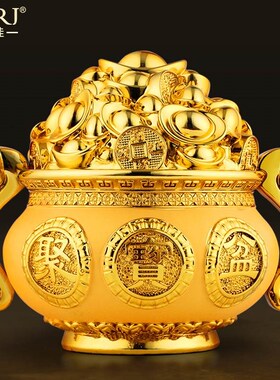 聚宝盆存钱罐家居饰品办公客厅酒架储钱罐摆件招财工艺品开业礼品