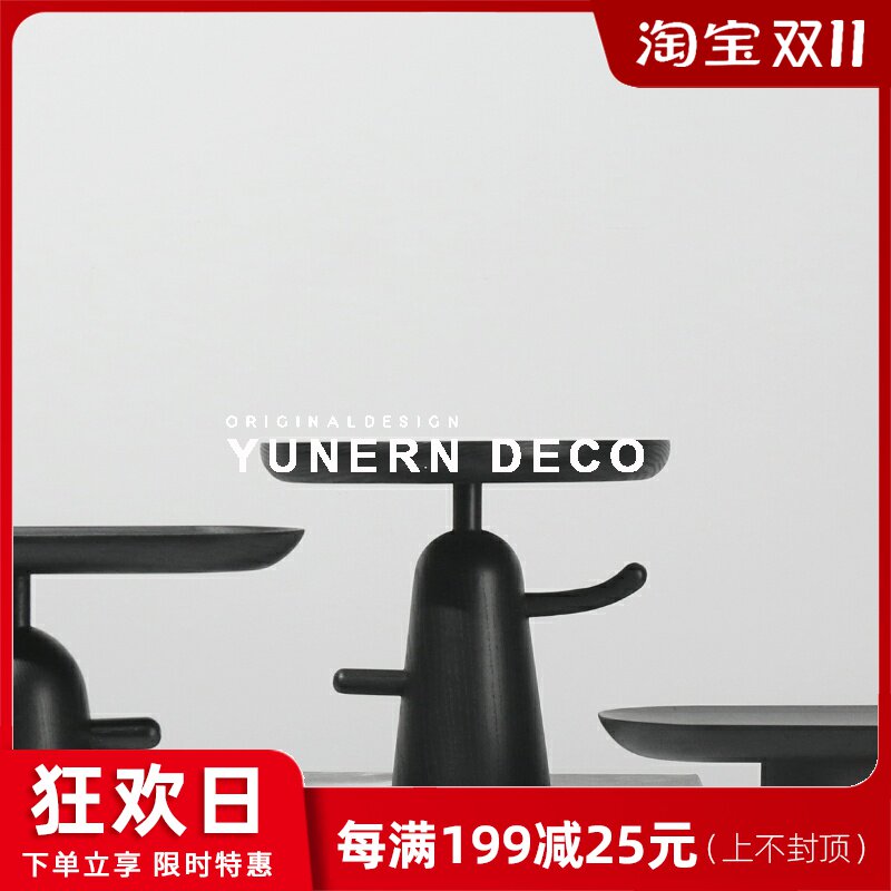 简约现代黑色木质餐桌茶几水果盘家居收纳托盘软装饰品样板房摆件