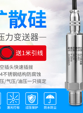 航空插头型压力变送器 超小型压力传感器4-20mA RS485 0-5V 0-10V