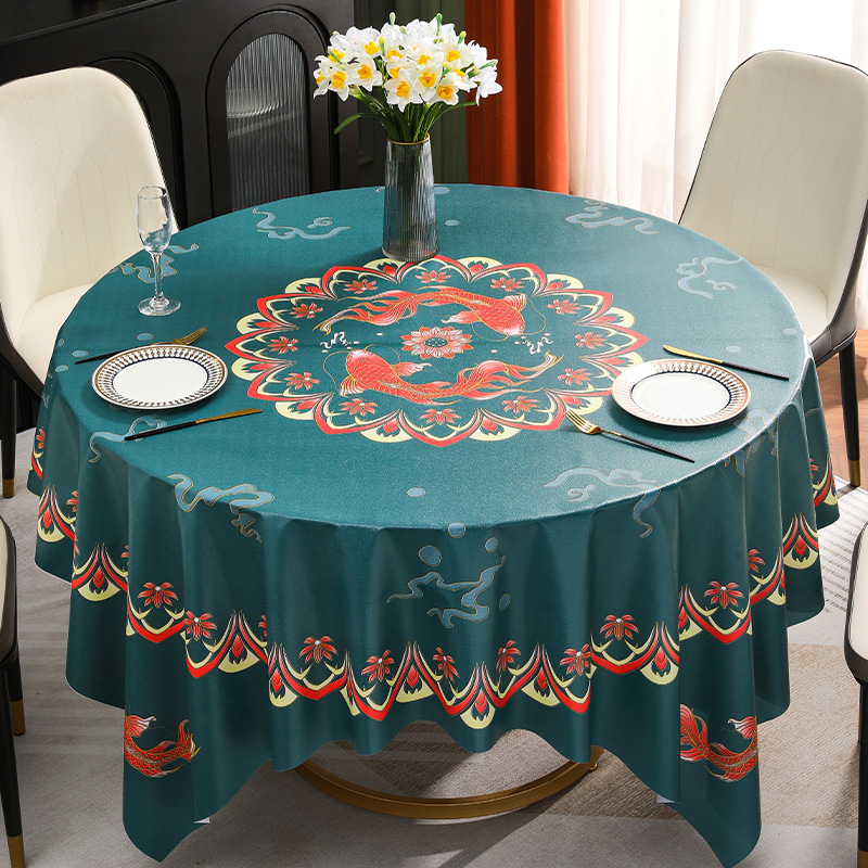 2022新款桌布k免洗防水防油防烫台布餐桌垫家用大圆桌圆形简约