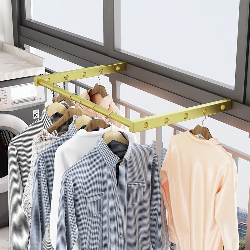 阳台晾衣神器防盗窗护栏窗外晾衣架窗户伸缩晾晒杆外X开窗台挂衣