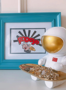 宇航员收纳摆件玄m关钥匙轻奢装饰创意电视柜乔迁新居礼品纸巾盒