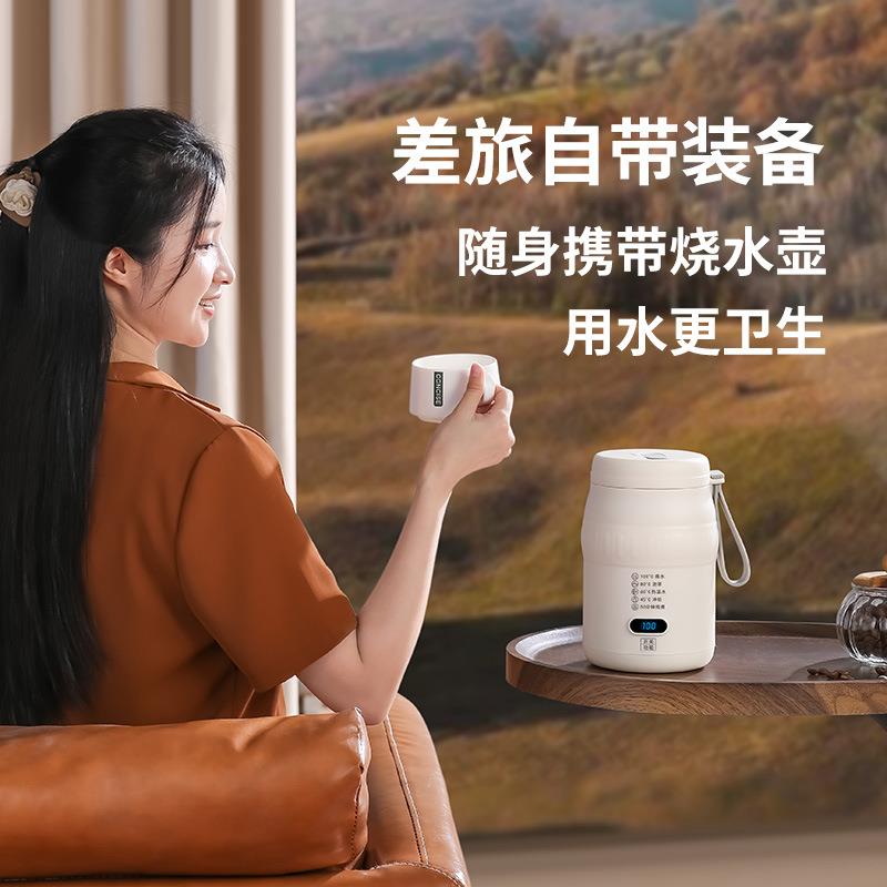 便携式旅行电热水杯办公室家用迷你水壶宿舍保温加热一体可调温