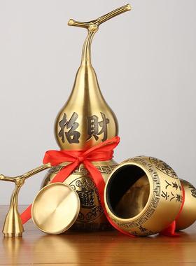 厂家铜葫芦摆件黄铜开口葫芦百福八卦开盖八方来财对联八宝