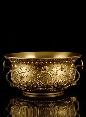 厂家黄铜聚宝盆摆件实心铜盆铜客厅店铺办公室开业礼品工艺品