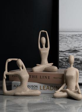 瑜伽摆件抽象树脂工艺品家居客厅酒柜瑜伽馆运动人物装饰品艺术