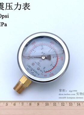 60mm耐震压力表860psi径向立式气压表0-6MPa水压表2分接头ZG1/4PT