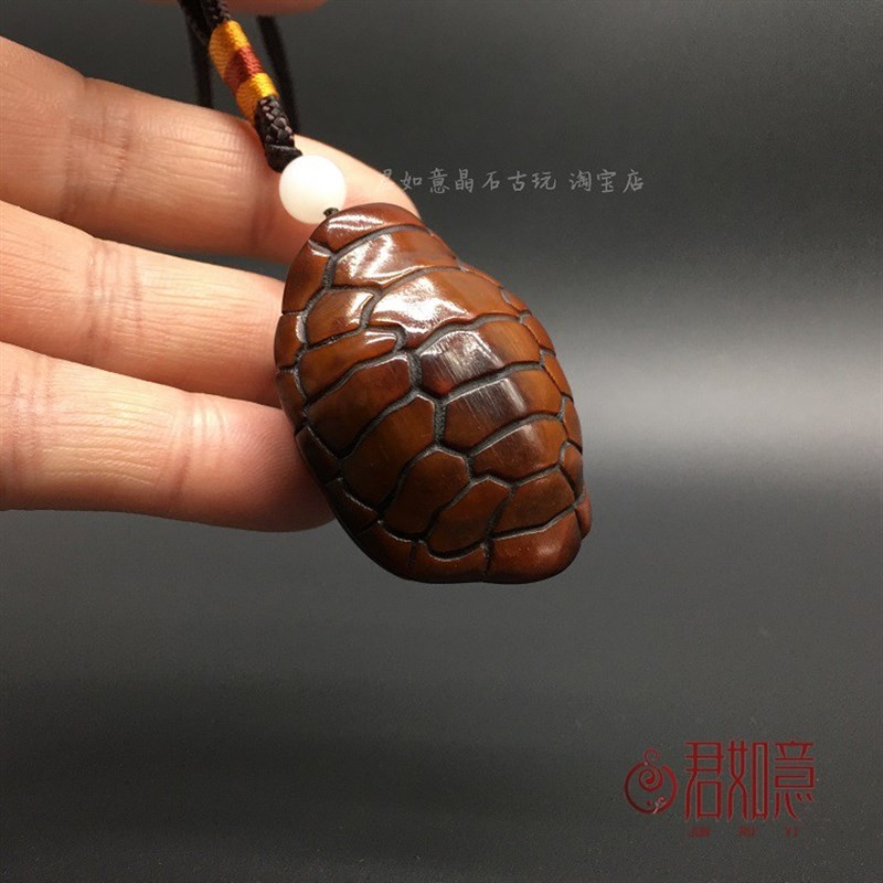 古玩收藏牛角角雕乌龟壳挂件富甲天下牦牛角手把件仿古防老物件