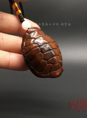 古玩收藏牛角角雕乌龟壳挂件富甲天下牦牛角手把件仿古防老物件