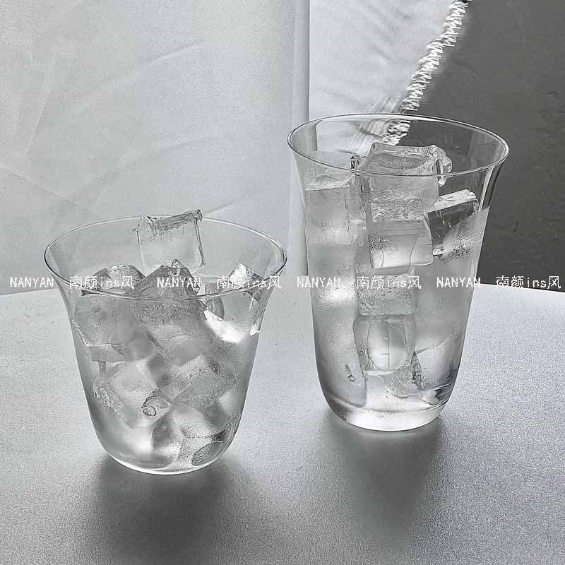 ins风阔口冰美式拿铁咖啡杯简约茶杯鸡尾酒杯透明玻璃杯冷饮杯子