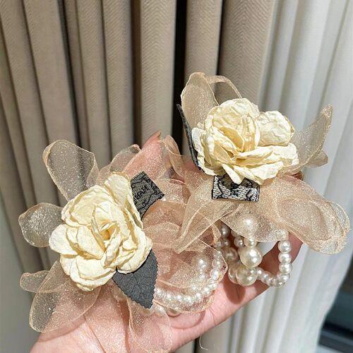 伴娘手腕花珍珠发圈女高级感发圈ins发饰唯美森系结婚礼伴手礼