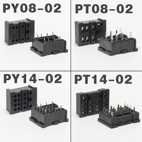 HH52P MY2NJ中间继电器插座PY08-02 PY14-02尖脚PCB板焊接底座8脚