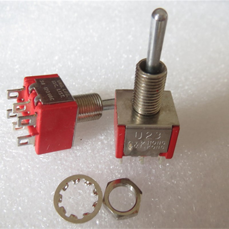 U23进口美国C&K钮子开关6脚3档拨动摇头电吉他电源开关5A120V