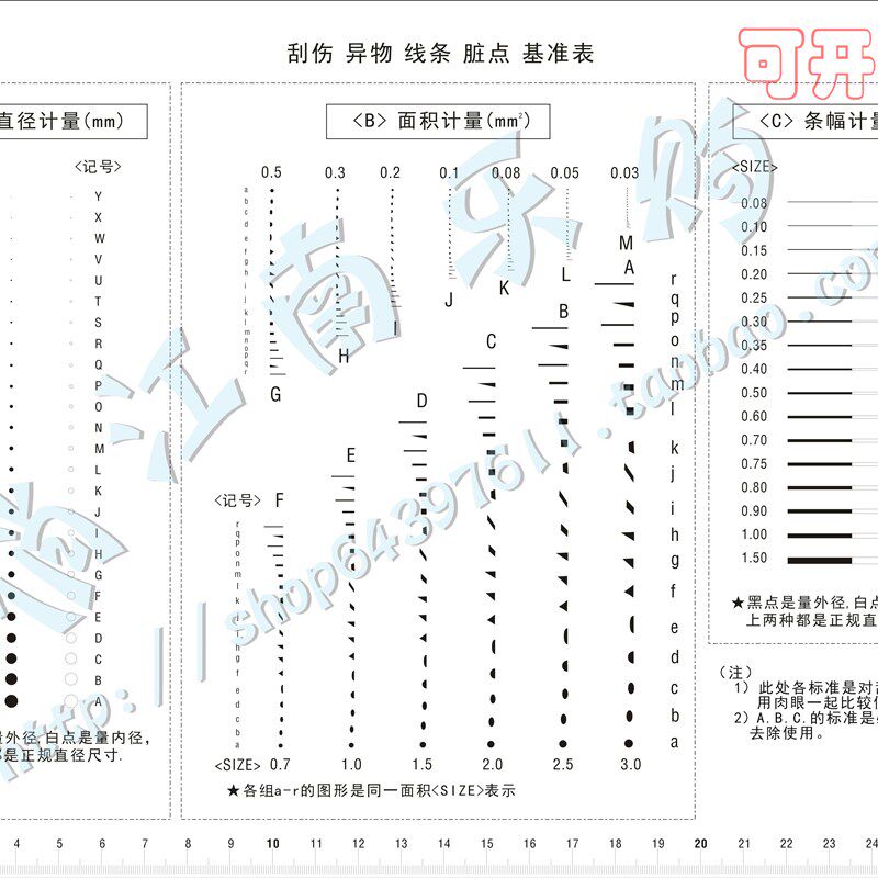 OA-2 A4污点卡 点规线规菲林尺比对卡污点检测卡检验规对照卡精密