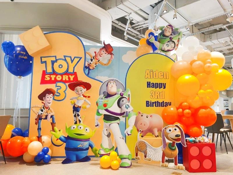 玩具总动员酒店装饰拍照卡通主题宝宝生日大头KT板背景装饰气球