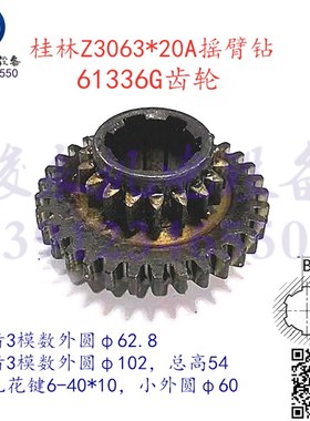桂林二机摇臂钻配件Z3063*20A Z3080*25A 变速箱双联齿轮61336G
