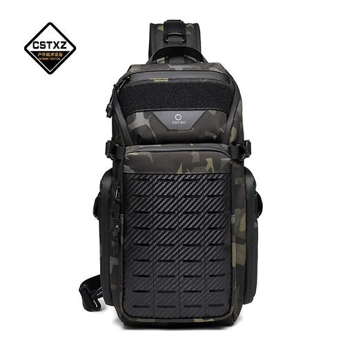 新款战术胸包户外防泼水斜挎包男士可放水壶单肩包时尚休闲包