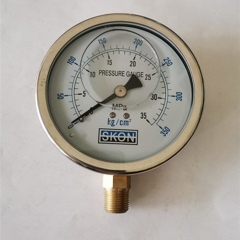 SKON耐震压力表YN100-35mpa/350kg油压表PT3/8螺纹不锈钢100MM