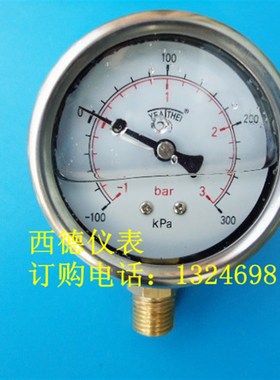 60MM径向-100KPA~300KPA/-1BAR~3BAR防震真空压力表,真空表