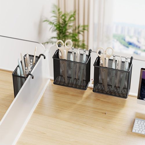 笔筒办公桌挂篮宿舍书桌多功能挂架文具收纳盒工位悬挂式置物架子