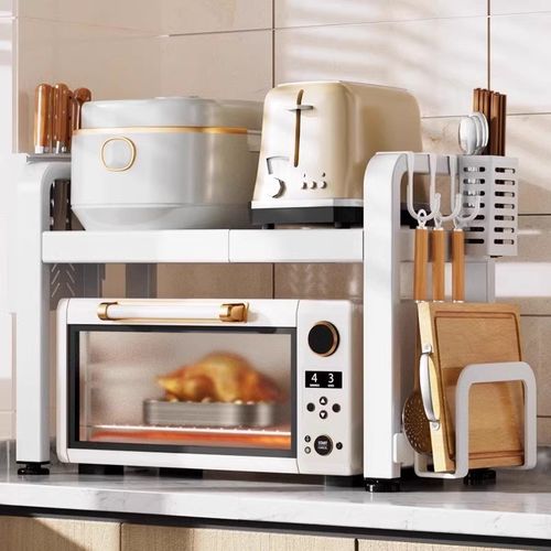 厨房微波炉置物架家用台面多层多功能可伸缩电饭锅烤箱一体收纳架