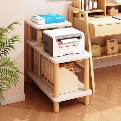 印表机置物架放置柜桌下文件收纳柜书桌旁小书架子落地木质展示架