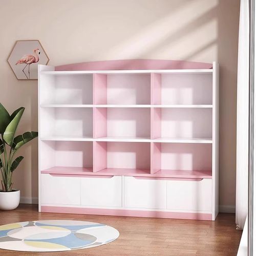 实木儿童书柜书架落地置物架客厅收纳柜子家用多层储物柜展示柜