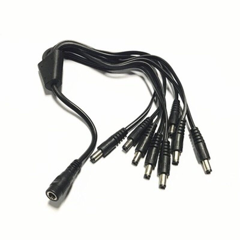 圆头12V全铜一分八DC1母分8公一拖八扩展线DC5.5/2.1MM监控电源线