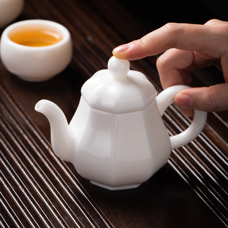 墨染留香陈清宜手工德化羊脂玉白瓷茶壶功夫茶具壶单壶礼品八宝壶