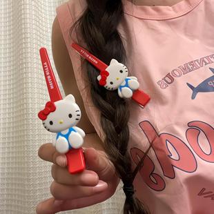 可爱kitty发夹大号鸭嘴刘海发夹边夹侧边无痕刘海夹前额甜美发卡